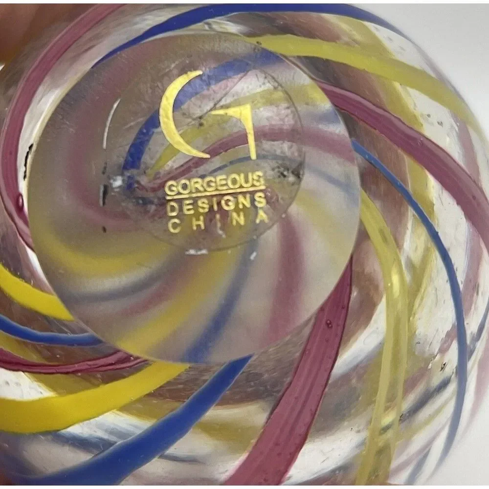 Swirl Vase Pink,‎ Yellow & Blue  Gorgeous Designs 3.5